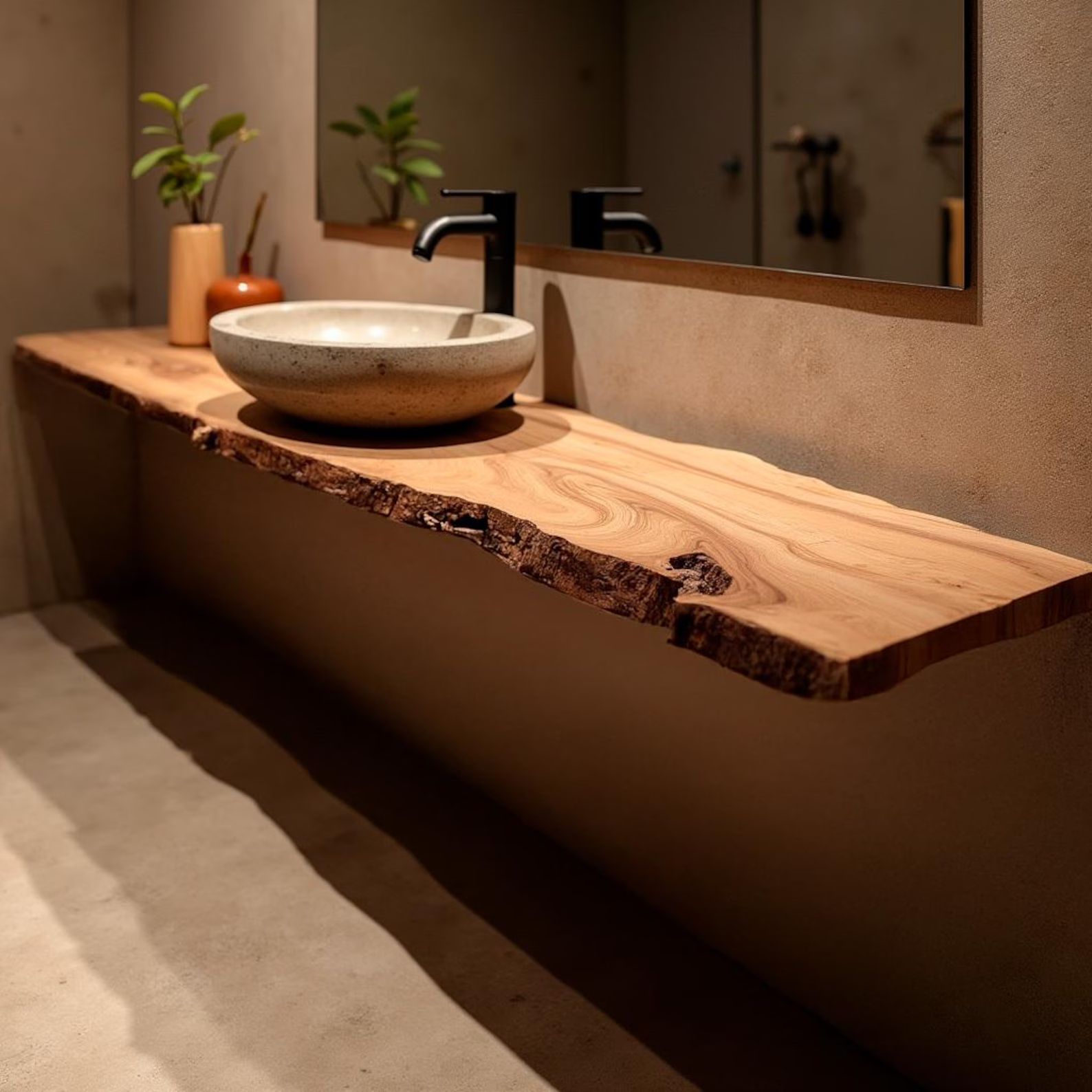 Modern Floating Rustic Live Edge Vanity